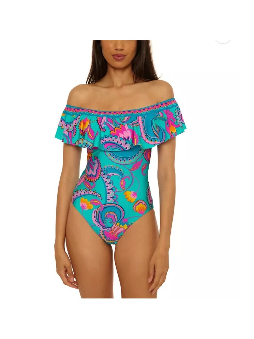 Trina Turk Women's Mykonos Ruffle One-Piece Swimsuit Size 4 NEW